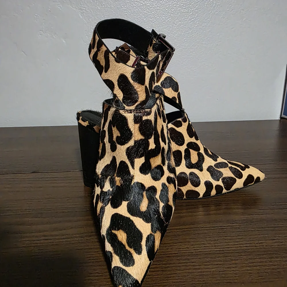 Leopard Cheetah Print Mules Western Cowboy with Block Heel 8.5 - Picture 2 of 8